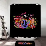 Colorful Retro Sign Peace Love and Joy Shower Curtain