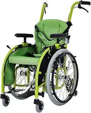Wheelchair Lightweight Child Wheelchair W/Anti-roll Device & Seat Belt Folding Portable Disabled Scooter Aluminum Wheelchair W/Handbrake for Cerebral Palsy Kids Driving Trolley
