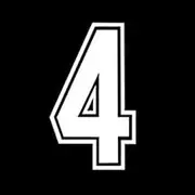 9" Tall Single Number 4 Iron On Heat Transfer for Football Baseball Jersey Sports T-Shirt White