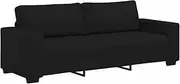 [vidaXL] 3-Seater Fabric Sofa/Couch - Black Polyester, Modern Style, Comfy Padded Seating, Sturdy Metal/Wood Frame - 221x77x82 cm
