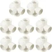 uxcell 8 Pcs PVC Fitting, 5 Way PVC Fitting 1 1/4" 1.3" PVC Connectors PVC Elbow PVC Pipe Fittings PVC Coupling PVC Furniture Corner Connector for DIY Garden Support Structure, White