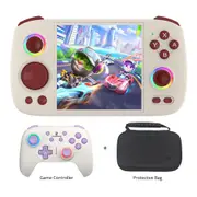 ANBERNIC RG Cube Game Console 128GB TF Card with 4000+ Games Grey + RG P01 Game Controller Beige + Protective Bag