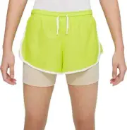 NIKE Atomic Green DRI-FIT TEMPO 2-IN-1 TRAINING/RUNNING SHORTS BIG KIDS/GIRLS L