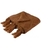 Northlight Golden Ochre Knit Throw Blanket with Tassels 50 x 60 Inches