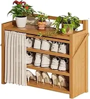 Foldable - Space-Saving, Thin Ldeal for Small Spaces. Multi-Layered Garage Shoe Rack Design for Easy Shoe Storage. Keep Your Home Dust-Free. Shoe Rack Wooden (Three-Layer Large)
