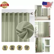 Sage Green Linen Blend Curtains 72"L - Light Filtering Drapes in Pack of 2