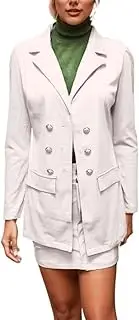 [Sorrica] Women's 2 Piece Outfits Elegant Double Breasted Suit Jackets and Mini Pencil Skirt Sets