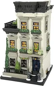 [Department 56] Christmas in The City Village Collection 87 West 56th Street Town House Lit Building- Hand Crafted Porcelain Buildings New York Christmas Village Houses with Lights Home Decor, 8.5 Inch