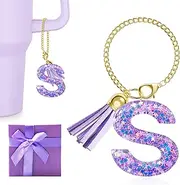 Letter Charm for Stanley Cup, 1PCS Purple Tumbler Accessories Charms for Handle, Initial Charm for Girls Women
