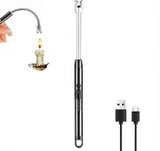Stick Lighter, Electric Arc Lighter with Longer Neck, USB Rechargeable Windproof Flameless for Kitchen Stove Camping Fireworks Fireplace Candles Lighting Black