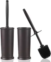 BYUNER Toilet Brush and Holder Set: 2 Pack Toilet Brush Set, Modern Toilet Bowl Brushes forCorner Clean, Bathroom Toilet Scrubber Brush with Cover, Deep Cleaning Toilet Cleaner Brush Set- Bronze