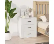 Chic White Bedside Cabinet Classic Design Engineered Wood 3 Drawers Storage