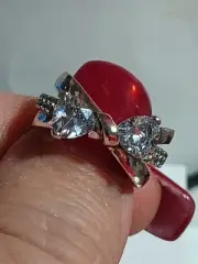 Pandora Sparkling XL Bow Crossover Ring Silver 6-7 8 Available