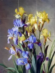Irises Tile Mural Kitchen Bathroom Wall Backsplash Art 12.75 x 17