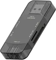 Aswalling Card Reader 6in1 Type-C 3.1 to USB Adapter USB 3.0 for Computer Car Phone Four Ports Grey