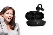 Clip On Earbuds Open Ear Clip Wireless Bluetooth Headphones with Microphone-Black