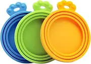 ERINGOGO 3Pcs Silicone Pet Food Can Covers Durable and Easy to Use Dog Cat Can Lids Orange Blue and Green Keeps Food Fresh and Sealed Without Smell for Pet Owners