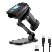 Barcode Scanner Wireless 1D Laser Bar Code Scaners with Stand, 2 in 1 USB Wir...