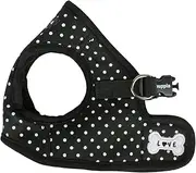 [Puppia] Dotty Step-in Vest Dog Harness No Pull No Choke Easy Wear Training Walking for Small Dog, Small, Black