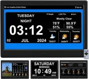 WiFi Digtial Calendar Clock with Day and Date Alarm Wifi 10.1inch / Black