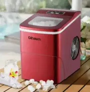 DEVANTi 2L Portable Ice Cube Maker Machine 2L Home Bar Benchtop Easy Quick Red.