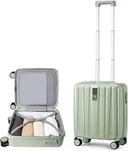 [Hanke] 14 Inch Underseat Carry On Luggage with Wheels Hard Shell Suitcases Carry On Bag Lightweight Small Mini Suitcase Luggage for Travel(Bamboo Green)