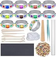 WEBEEDY 10 Sets DIY Clay Silver Ring Kit for Adults Beginner Handmade Polymer Clay Ring Making Kit Includes All Accessories and Instructions Make Your Own Silver Clay Jewelry Ideal Clay Art Crafts