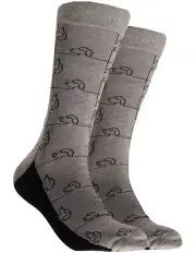 [Mitch Dowd] Dog Check Bamboo Crew Socks in Grey Marle