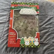 New 14 X 10 Holiday Serving Tray Tree Plus, Metal Cookie Cutter Set Great Gift!