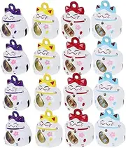 KONTONTY Japanese Fortune Cat Charm Pendants DIY Jewelry Charms Lucky Cat Bell Keychain for Craft