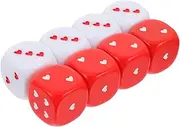 ifundom 8pcs Heart Dice Set, 6 Sided Acrylic Dice Set White and Red Hearts Dice Wedding Party Game Dice for Carnival Graduation Table Borad Games Math Teaching Dice 25mm