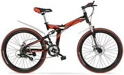 Folding Mountain Bike, 24/26" Lockable Shock Absorber City Variable Speed Folding Bicycle 21 Speeds High Carbon Steel Frame Male and Female Universal Bicycle,E