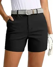 [SANTINY] Women's 5" Golf Shorts with Pockets Quick Dry Stretch Work Outdoor Hiking Shorts for Women Casual Summer