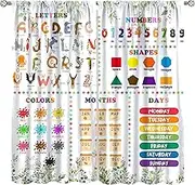 Kids Alphabets ABC Blackout Curtains,Cartoon Numeric Color Animal Nursery Eucalyptus Leaves Plant Funny School Education Window Drapes Print for Boys Girls Baby Children Toddler Bedroom 42x45in