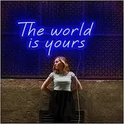 Hanging Art Neon Signs Neon The World Is Yours LED Luminous Lamp Party Acrylic Room Western Decor Mural Romantic Personality (Color : Blue)