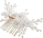 COLLBATH European Wedding Comb Hair Accessories for Wedding Hair Jewelry Flower Bridal Hair Comb Elegant Hair Accessories Comb Clips for Women Combs for Holding Hair Back Clay