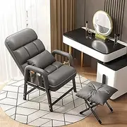 AUPRES Artificial Leather Recliner Occasional Accent Chairs Modern Home Seat Armchair with Footstool,Upholstered Desk Chair Reading Chair(Gray)