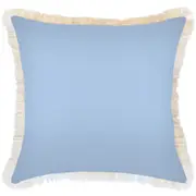 Cushion Cover-Coastal Fringe-Solid Blue White-60cm x 60cm