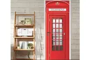 3D Red Telephone Booth Door Mural Self-adhesive Vinyl