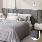 Oikiture Bed Frame Headboard Double Queen King Size Head Bedhead Grey Velvet