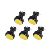 Game Round Push Buttons Yellow LED Light with Micro Switches 46mm/12V/5 Pcs