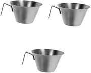 JECOMPRIS 3pcs Espresso Accessory Set Metal Measuring Cups Table Spoons Glass Spoon for Office Home Use