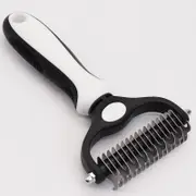 Pet Grooming Brush - Double Sided Shedding and Dematting Undercoat Rake Comb for Dogs and Cats,Extra Wide, White