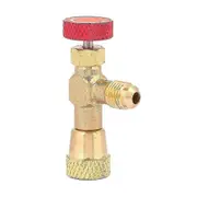 AC Refrigerant Valve Adapter, HVAC Liquid Safety Valve, Air Conditioner Charging Hose Fitting, 1/4"-5/16" Female Brass Flow Control Valve R410a
