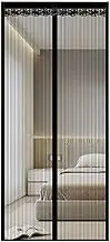 Magnetic Screen Door Mesh Curtain, Tear-Resistant Scratch-Proof Mesh Screen, Strong Magnet Self Sealing Hands-Free Entry, with Full Frame Hook&Loop Strip (Black 110x230cm)