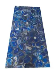 Blue Agate Geode Accent Dining Table Top Handmade Stone Countertop Furniture