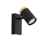 Cartagena Wall Sconce Black Steel Brown Wood 4000K - 39647N