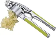 NAMOARLY Garlic Press and Ginger Mincer with Walnut Cracker Function Manual Garlic Crusher for Effortless Chopping Easy to Clean Kitchen Tool Green Handle