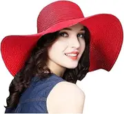 [Generic] Women's Foldable Wide-Brimmed Beach Hat Summer Sun Beach Hat