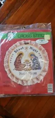 NEW COLORTEX Silent Night Holy Night Complete Stamped Cross Stitch Kit #3756